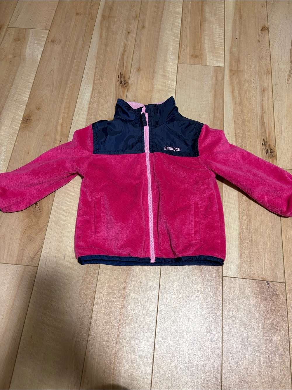 OshKosh B'gosh Hot Pink and Navy reversible Fleece-Panel Jacket for Kids